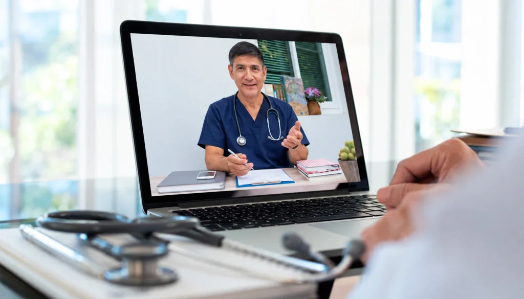 Doctor realizando una telemedicina con un paciente
